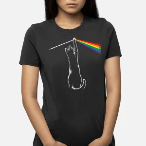 Cat Prism Rainbow Light Funny Physics Science Spectral Cat T-Shirt