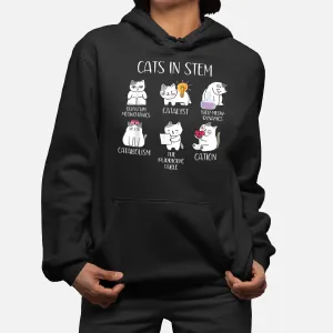 Funny Science Meme Cats In Stem Scientist Nerd Cat Lover Hoodie